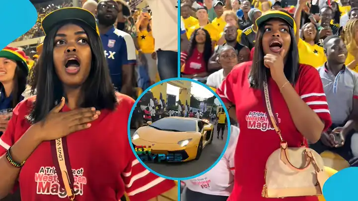 TikTok Star Jarvis Overjoyed As She Spots Lamborghini At Accra Sports Stadium
